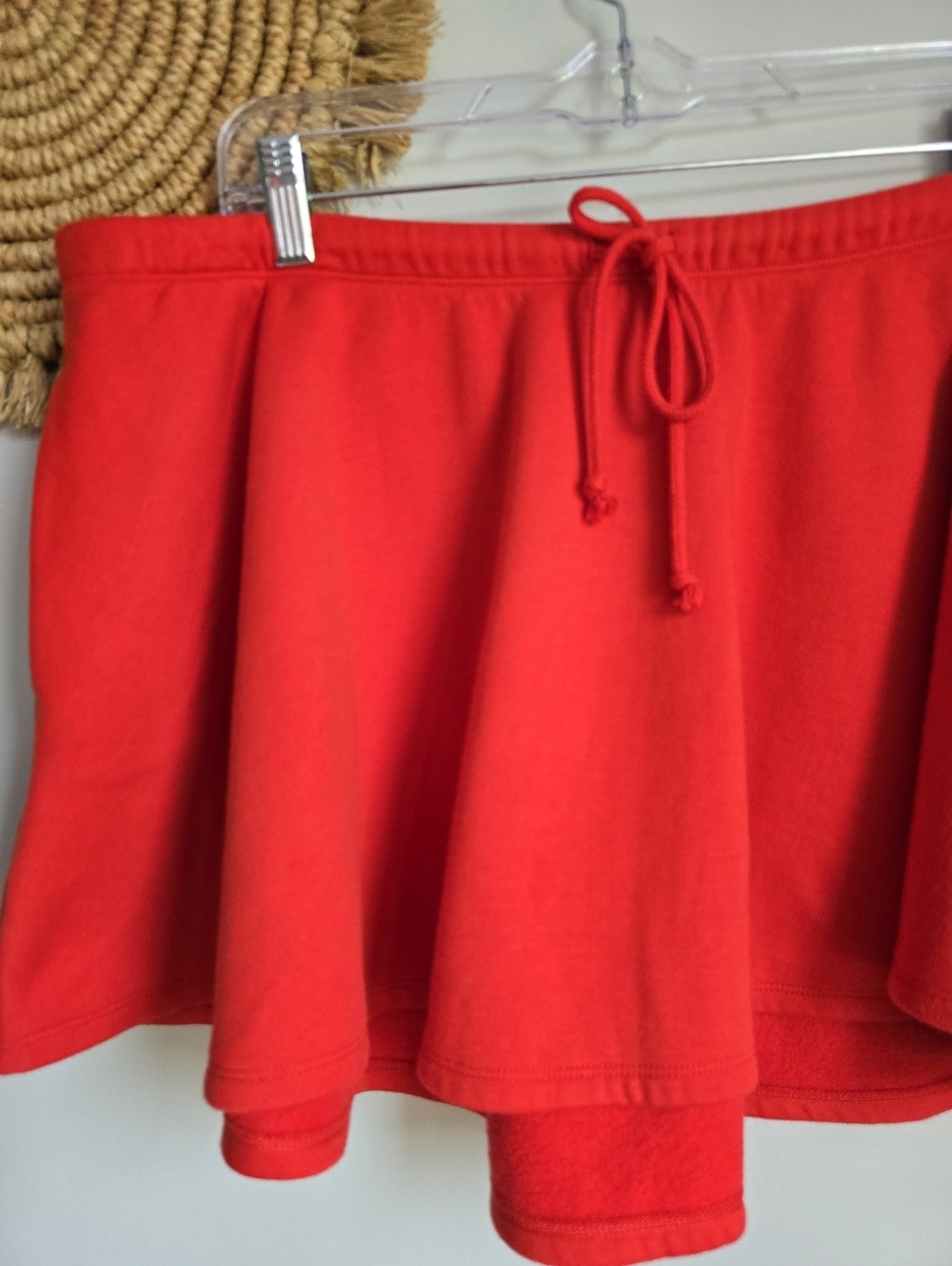 SKIMS Cherry Red Pull-on Cotton Fleece Jersey Mini Skirt SZ XL Tomato Girl - Picture 5 of 12